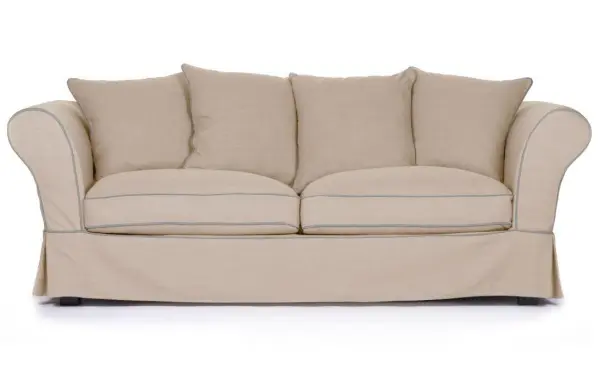 Диван раздвижной трехместный Фабиан бежевый с кантом (ткань кат. В)