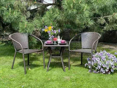 Комплект плетеной мебели на 2 персоны коричневый