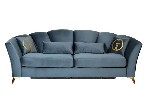 Диван Annette трехместный раскл,велюр бирюз.Riv87/зол 250х100х95