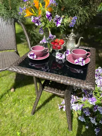 Комплект плетеной мебели на 2 персоны коричневый