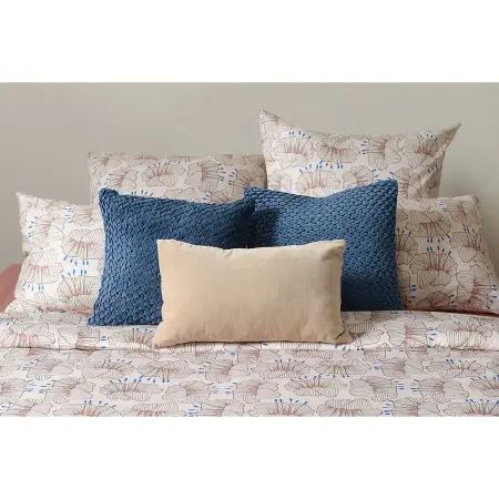 Подушка декоративная стеганая из хлопкового бархата темно-синего цвета из коллекции essential, 45х45