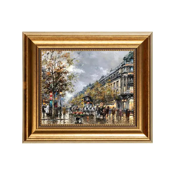 Антуан Бланшар, «Вид на театр водевиля», картина в раме