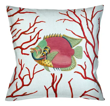 Декоративная подушка «Фантастика подводного мира» версия 8 (руж)