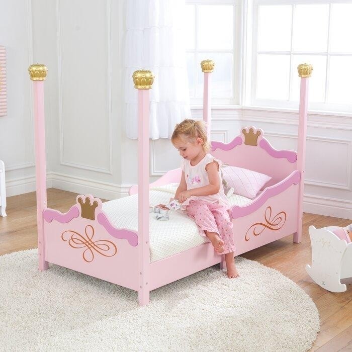 Цельное дерево розовая кровать принцессы.jpeg