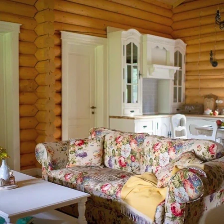 Диван раздвижной трехместный Селестина, ткань с цветочным орнаментом JARDIN