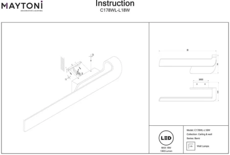 Бра Maytoni Berni CWL-LW 56.5x12.5x9.5
